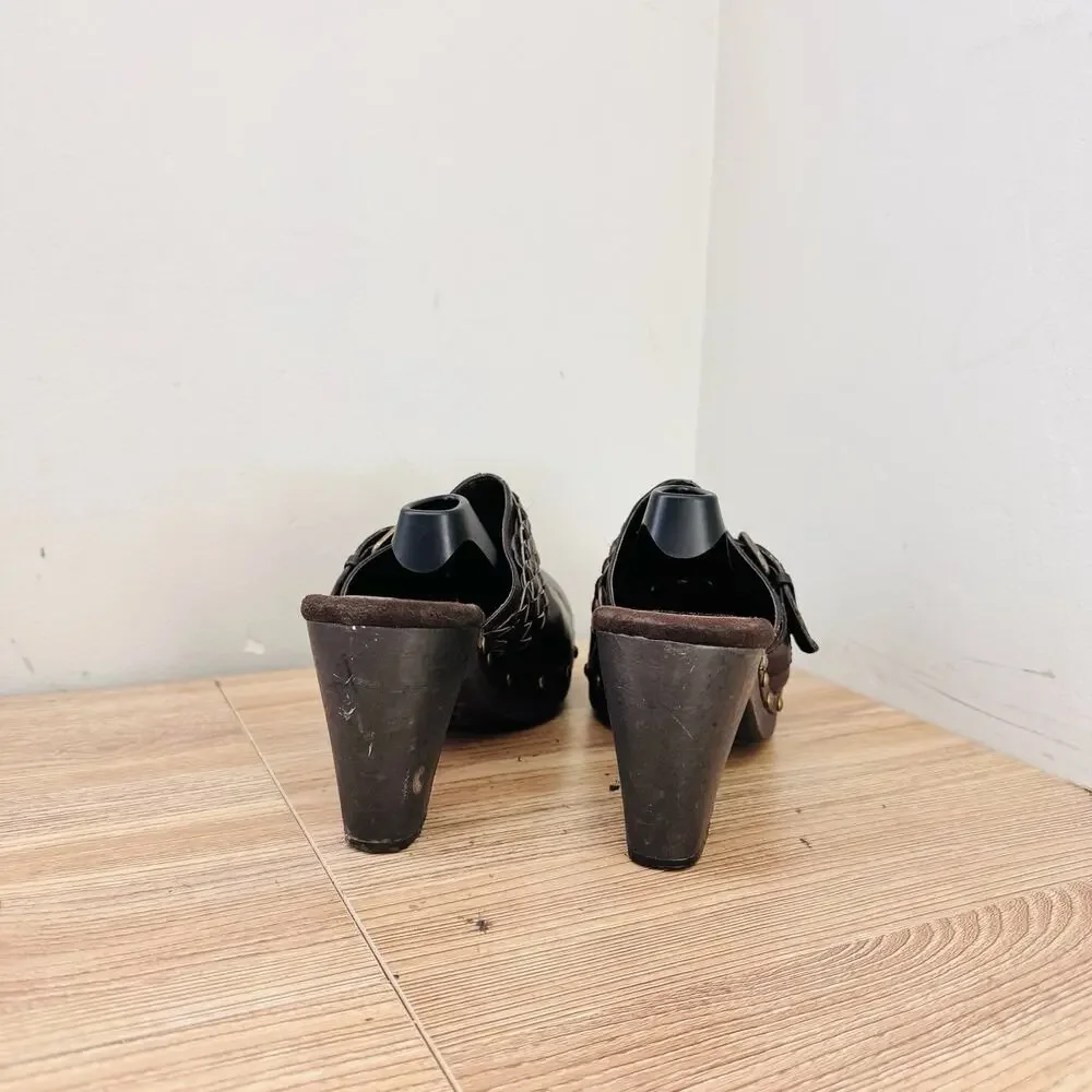 American Eagle Brown Leather Mule Clogs Women’s Size 9